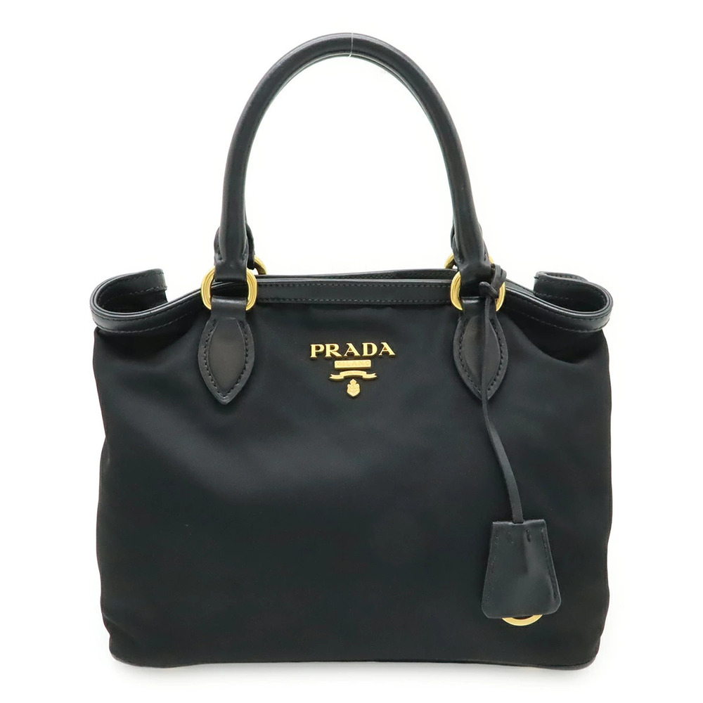 Prada handbag tote bag leather NERO black shoulder strap